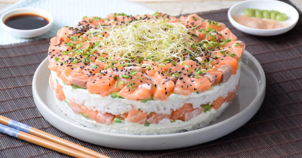 pastel de sushi nueva tendencia culinaria
